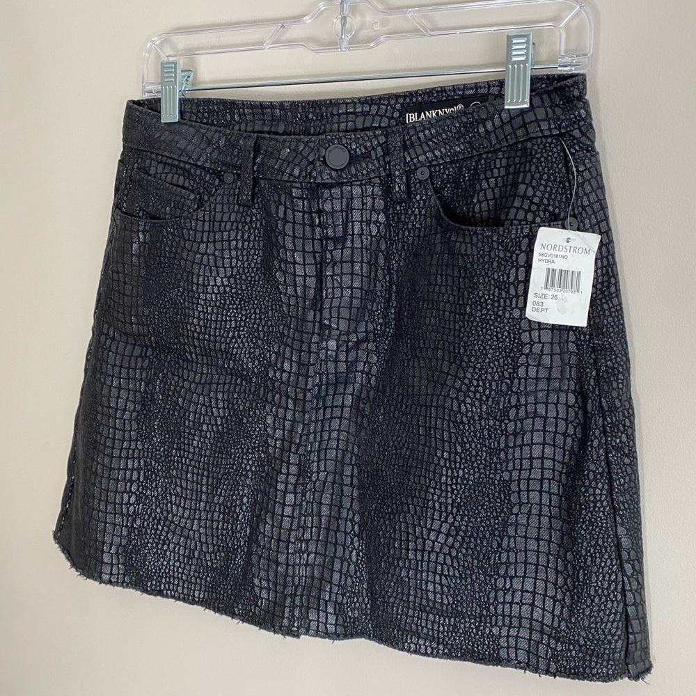 Blank NYC Denim Snake Skin Skirt Black Y2K Small